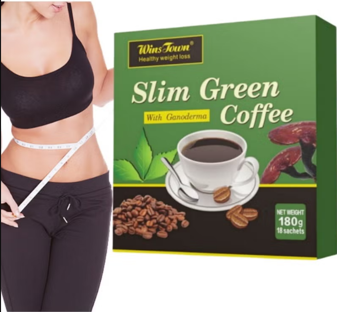 Slim Green Coffee, With Ganoderma, Lucidum Coffee, Natural Weight Loss Coffee with Reishi Mushroom for Better Digestion and Healthy Lifestyle, 18 Sticks per Box